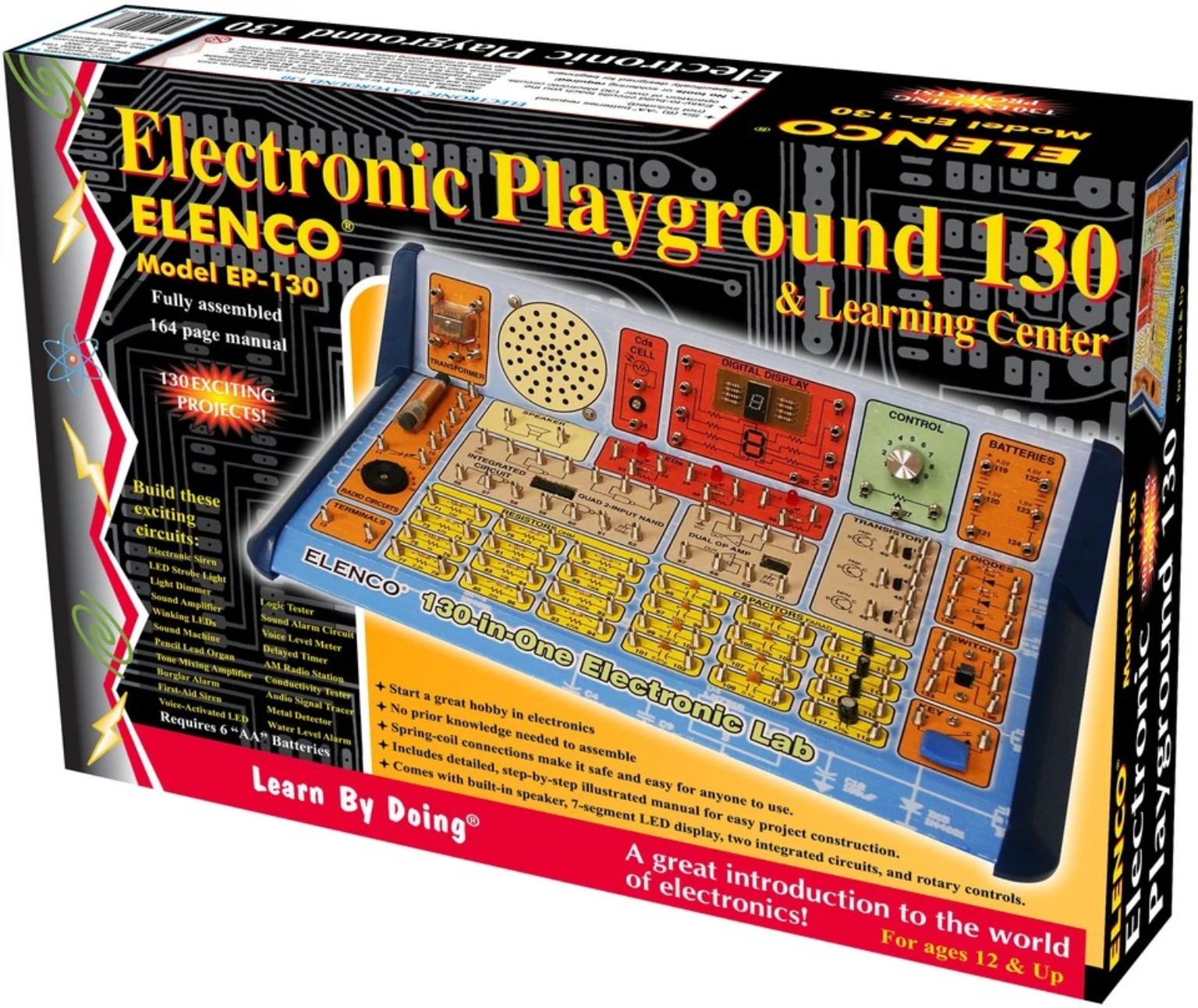 Elenco Electronic Playground 130 kit box showing the electronics project board